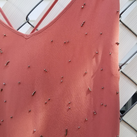 WHBM pink mini sequined cocktail party spaghetti strap dress M - Picture 6 of 11